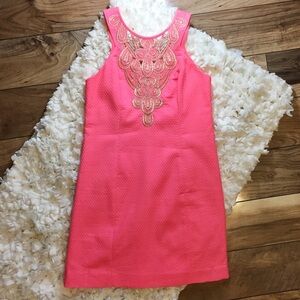 Lilly Pulitzer Pink Dress with Gold Embroidery